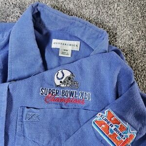 Cutter & Buck Super Bowl XLI Champions Shirt Mens Medium Blue Colts NFL L/S